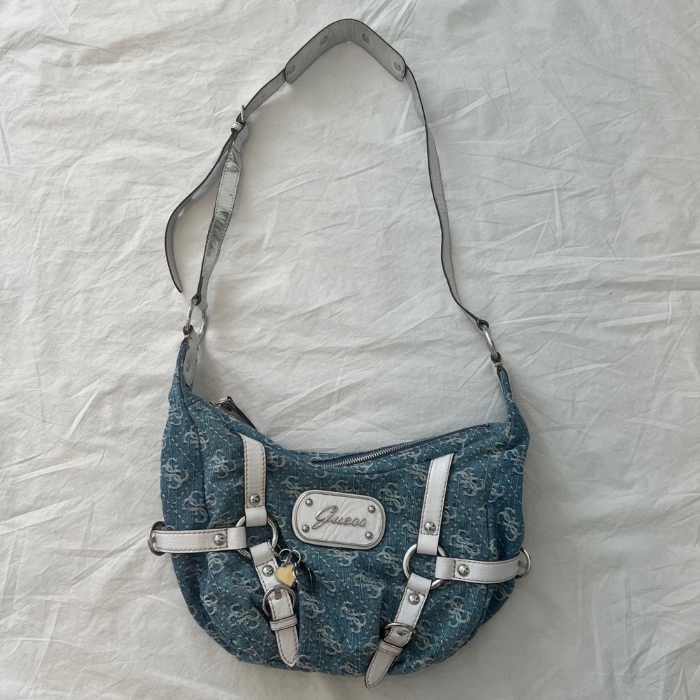 cutest vintage y2k guess denim purse with silver charms